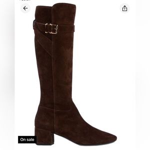 Brand NEW Tod’s Knee High Brown Genuine Suede Block heel buckle boots